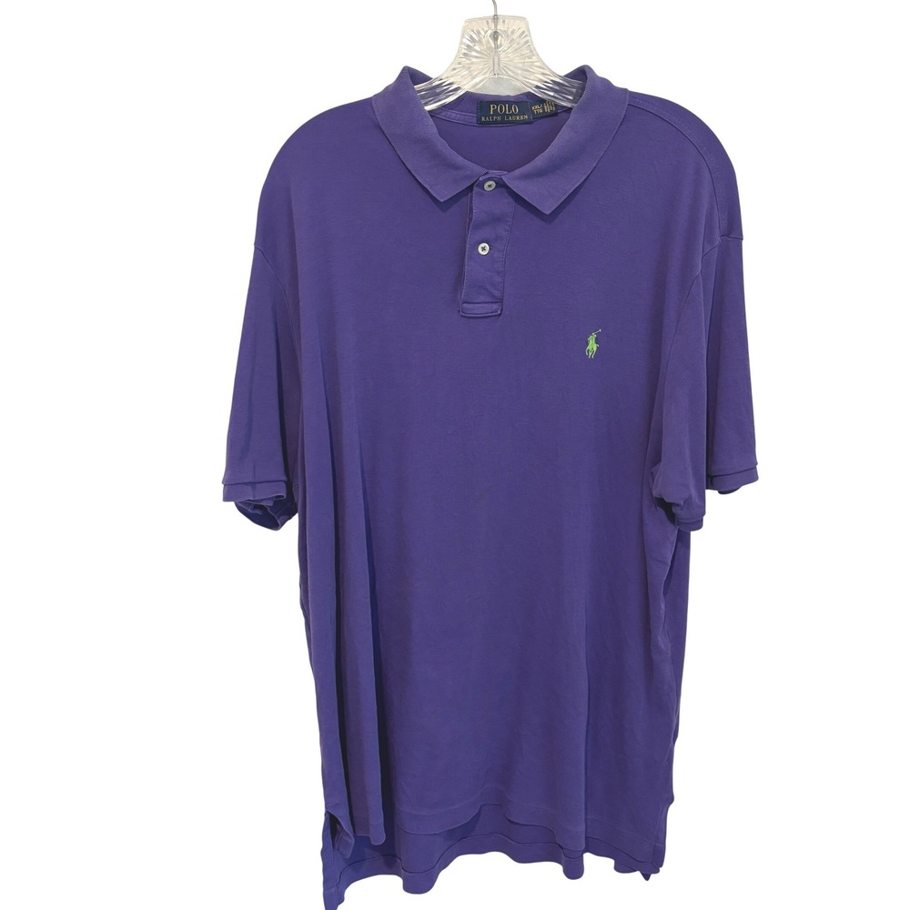Polo Ralph Lauren Polo Shirt Mens 2XL Purple Green Pony Logo Short Sleeve Cotton